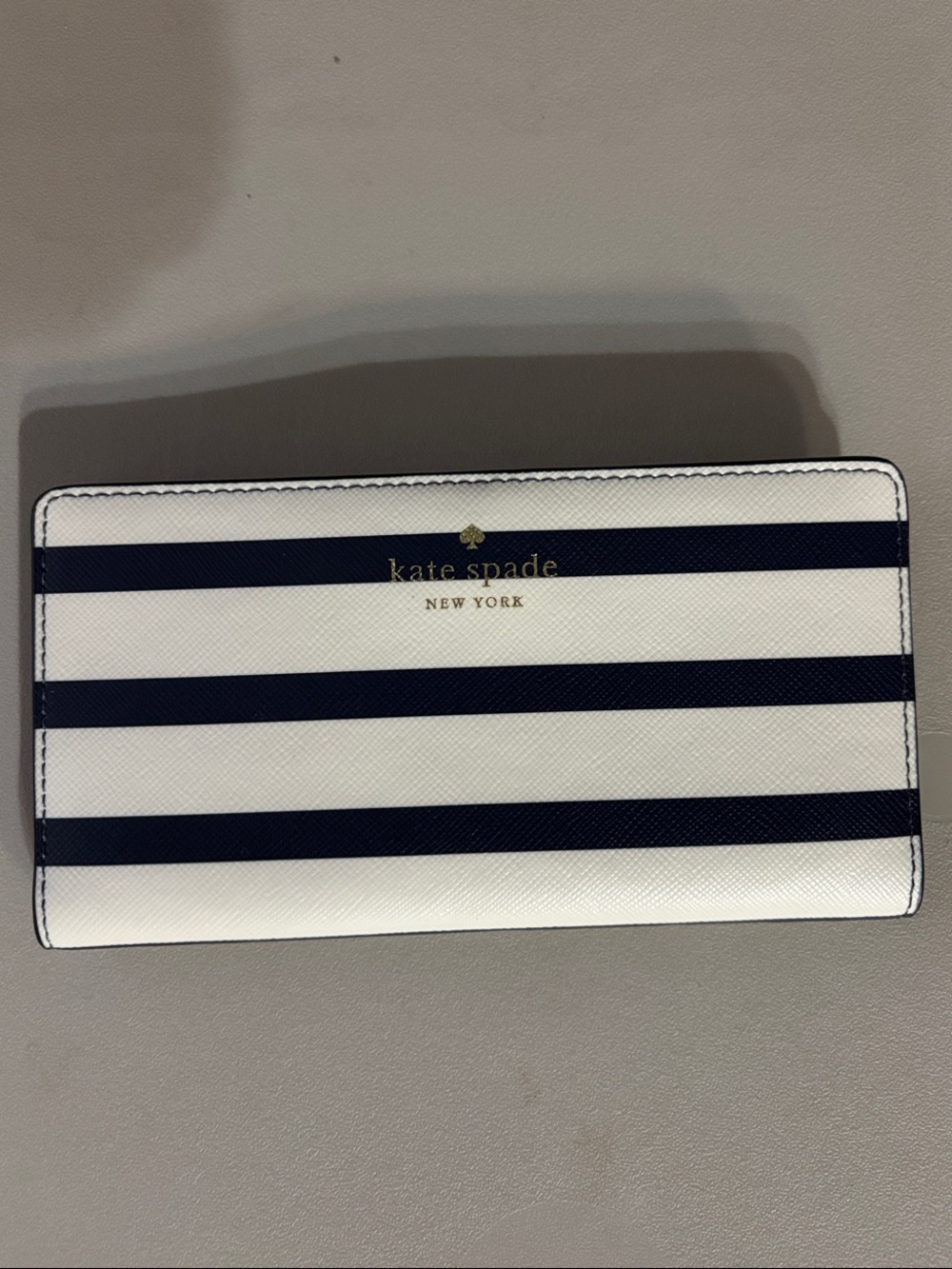 kate spade striped navy and white continental wallet